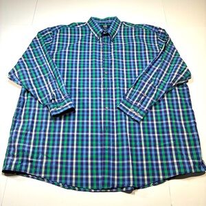 Cutter & Buck Men's Button Down Shirt 3XB Blue Green Checked